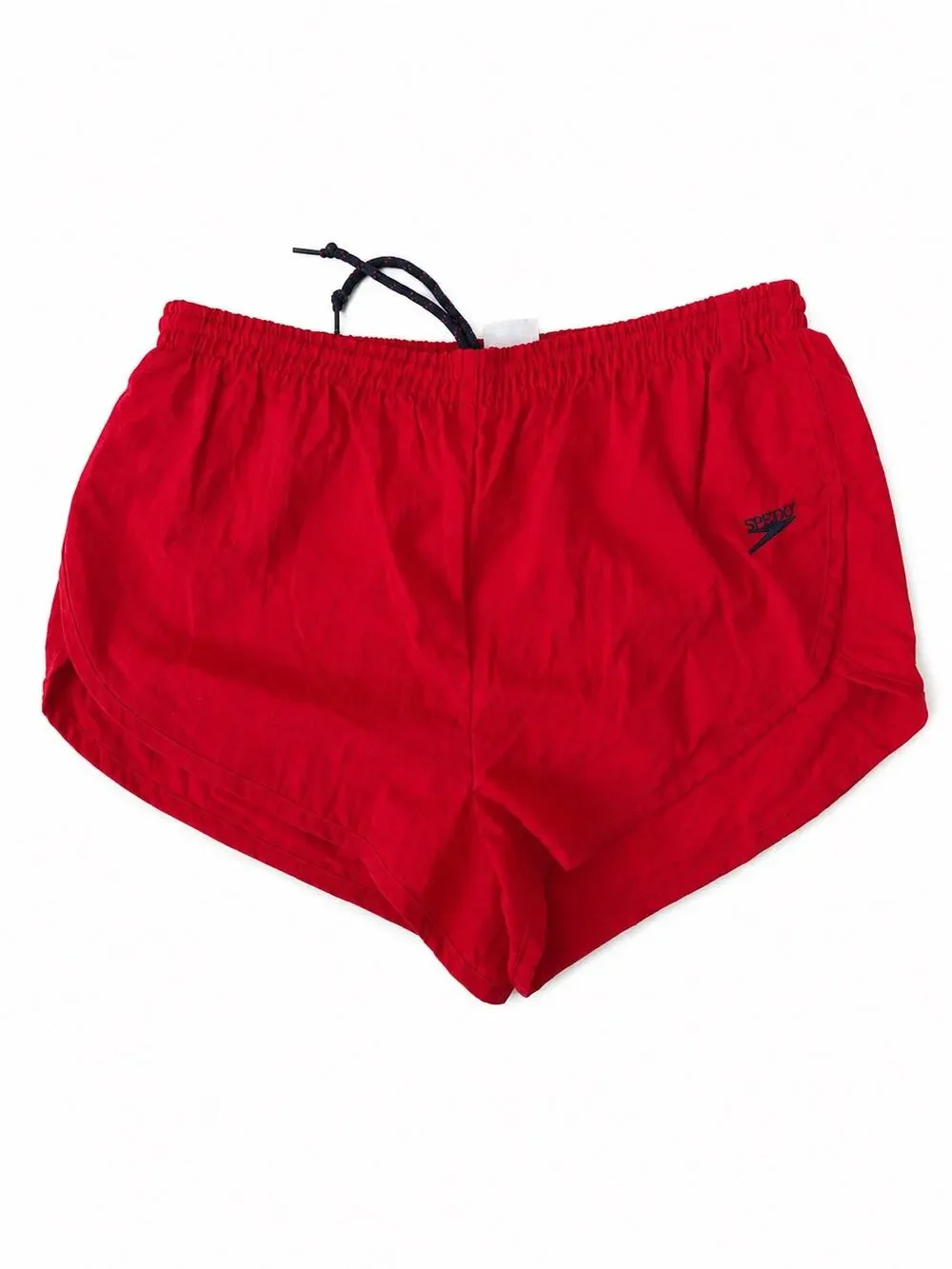 Vintage Speedo Shorts Red Nylon Dolphin Split Hem Lined 80s 90s